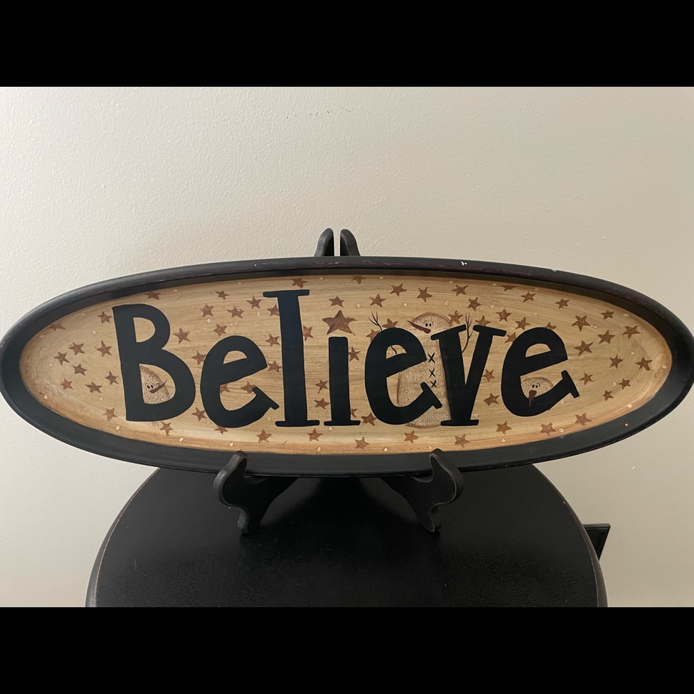 Primitive wooden Christmas dish with stand 7 1/2 x 20 1/2 inches